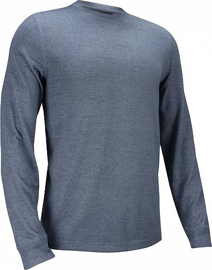 Dunning Stirling Long Sleeve Crew Neck Golf Sweaters - Mid Blue Heather - HOLIDAY SPECIAL