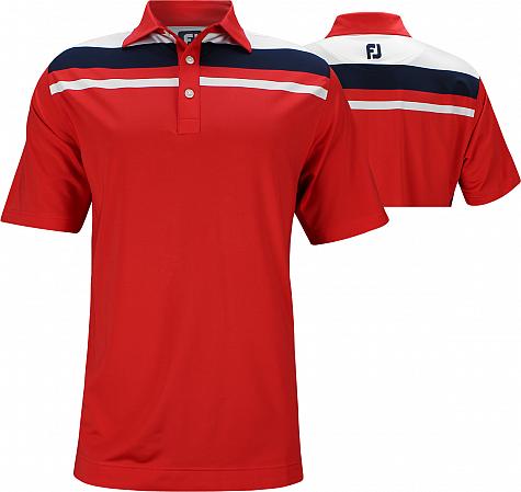 FootJoy ProDry Lisle Color Block Chest Stripe Golf Shirts - Juno Beach Collection - FJ Tour Logo Available - Previous Season Style
