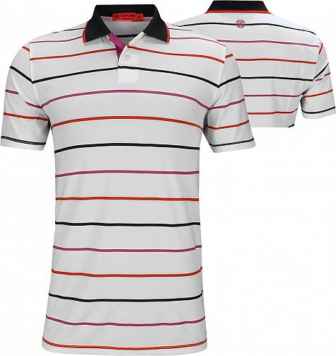 G/Fore Multi-Stripe Golf Shirts - White/Rose