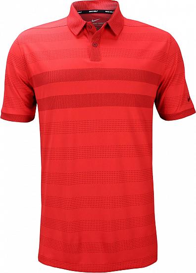 Nike Dri-FIT Zonal Cooling Stripe Golf Shirts - Team Crimson