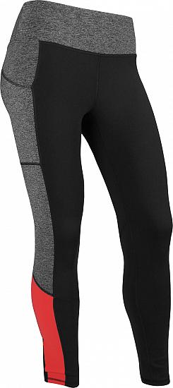 FootJoy Women's Color Block Ankle Length Golf Leggings - Previous Season Style - Black/Red