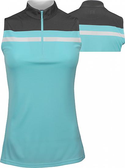 FootJoy Women's Interlock Color Block Sleeveless Golf Shirts - FJ Tour Logo Available - Previous Season Style