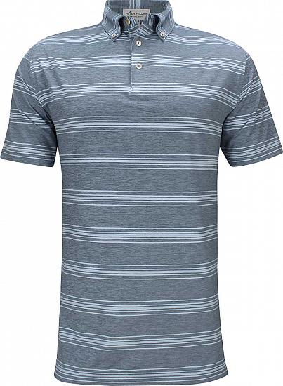 Peter Millar Pit Stripe Stretch Jersey Golf Shirts - Plaza Blue