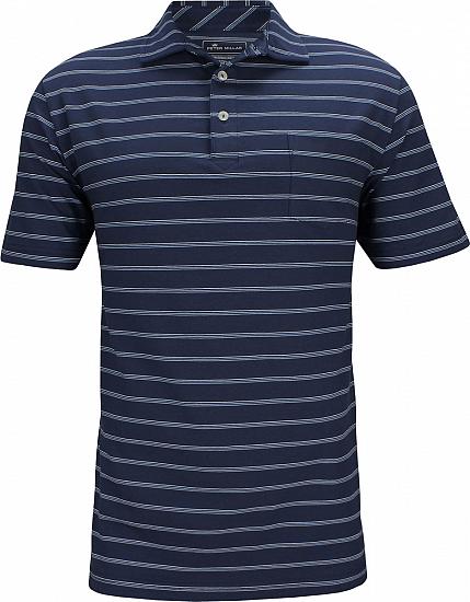 Peter Millar Seaside Wash Cape May Stripe Golf Shirts - Atlantic Blue