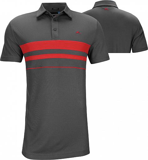 J.Lindeberg Leo Reg Lux Pique Golf Shirts - Dark Grey