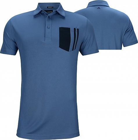 J.Lindeberg Owen Reg Lux Pique Golf Shirts - Work Blue