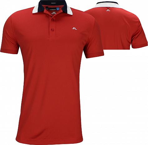 J.Lindeberg Mat Reg TX Jersey Golf Shirts - Deep Red