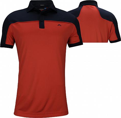 J.Lindeberg Mateo Reg Fit Tx CoolMax Golf Shirts - Deep Red