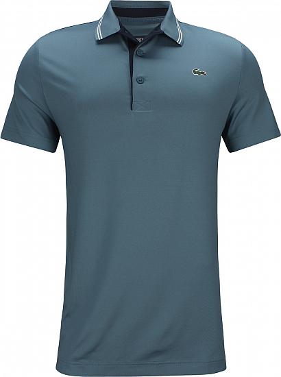 Lacoste Solid Jersey Contrast Piping Golf Shirts - Neottia Blue - HOLIDAY SPECIAL