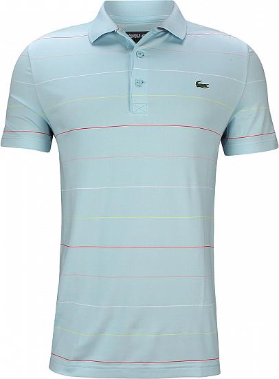 Lacoste Semi Fancy Ultra Dry Stretch Striped Golf Shirts - Reve Blue - HOLIDAY SPECIAL