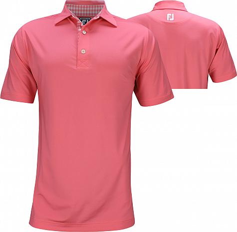 FootJoy ProDry Performance Lisle Solid with Gingham Trim Golf Shirts - Athletic Fit - FJ Tour Logo Available - Previous Season Style