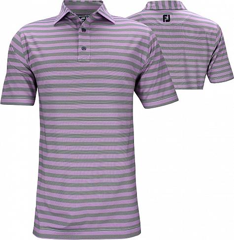 FootJoy ProDry Performance End on End Multistripe Golf Shirts - Athletic Fit - Violet - FJ Tour Logo Available - Previous Season Style
