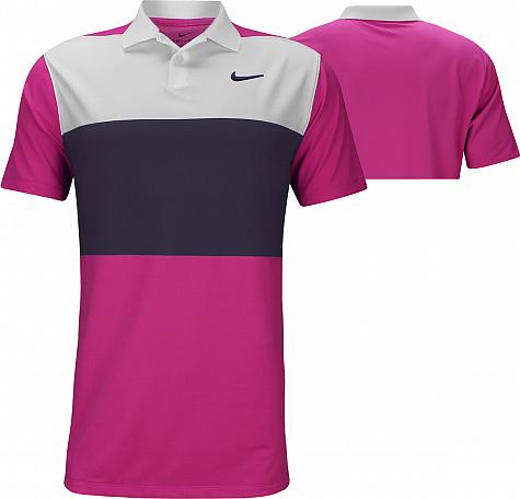 Nike Dri-FIT Vapor Control Color Block Golf Shirts - Active Fuchsia