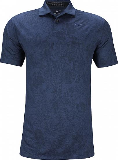 Nike Dri-FIT Breathe Vapor Jacquard Print Golf Shirts - Blue Void - ON SALE