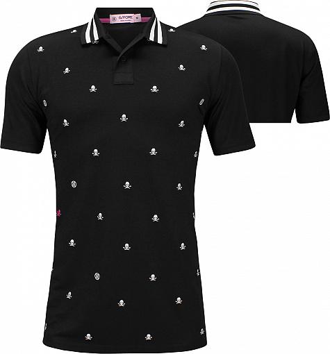 G/Fore Skull & T's Embroidered Golf Shirts - Black Ink