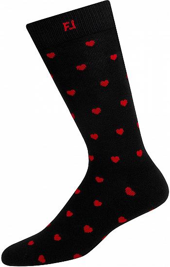 FootJoy ProDry Limited Edition Fashion Crew Golf Socks - Red Hearts