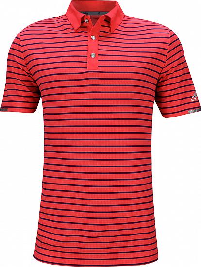 Adidas ClimaChill 3-Color Stripe Golf Shirts - Shock Red - Jon Rahm U.S. Open Thursday