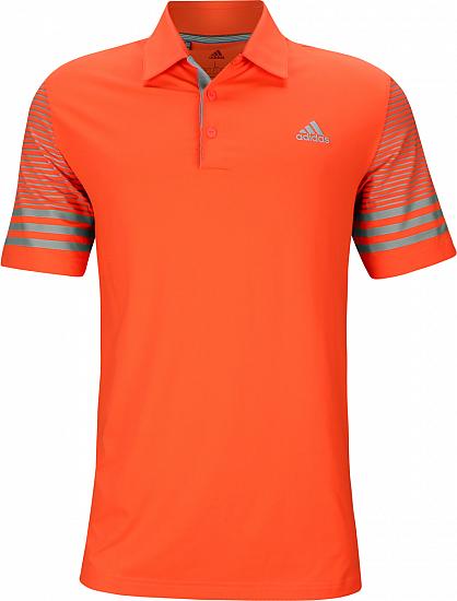 Adidas Ultimate Gradient Sleeve Stripe Golf Shirts - Hi-Res Coral - Jon Rahm British Open