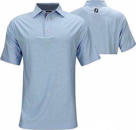 FootJoy ProDry Heather Lisle Solid with Houndstooth Trim Golf Shirts - Montauk Collection - FJ Tour Logo Available - Previous Season Style