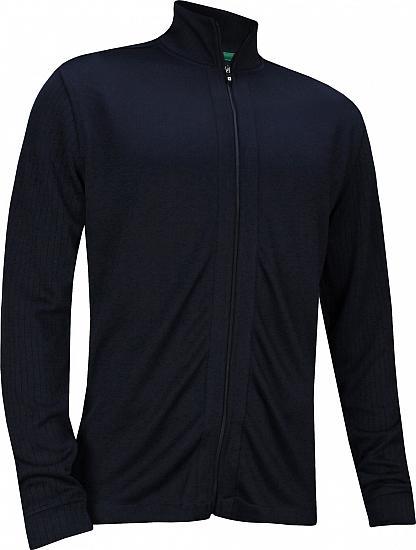 FootJoy Jersey Knit Ribbed Sleeves Full-Zip Golf Jackets - Navy - FJ Tour Logo Available - Previous Season Style