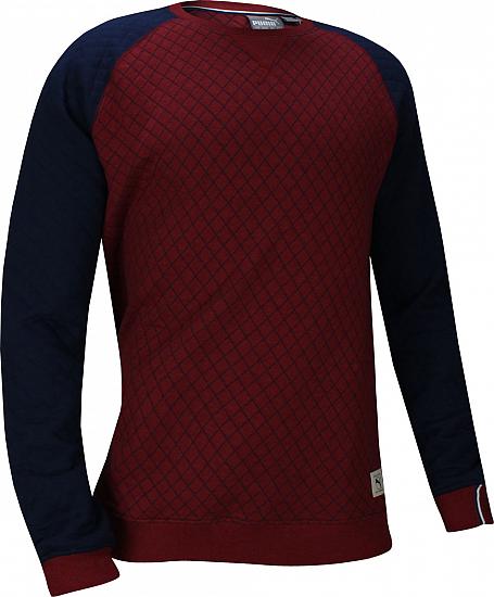 Puma Quilted Crew Golf Sweaters - Rhubarb Red