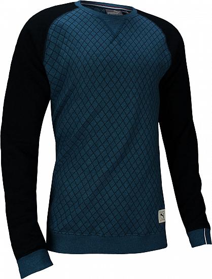 Puma Quilted Crew Golf Sweaters - Gibraltar Sea - ON SALE