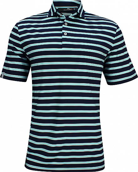 RLX Multi Striped Lightweight Airflow Jersey Golf Shirts - Neptune