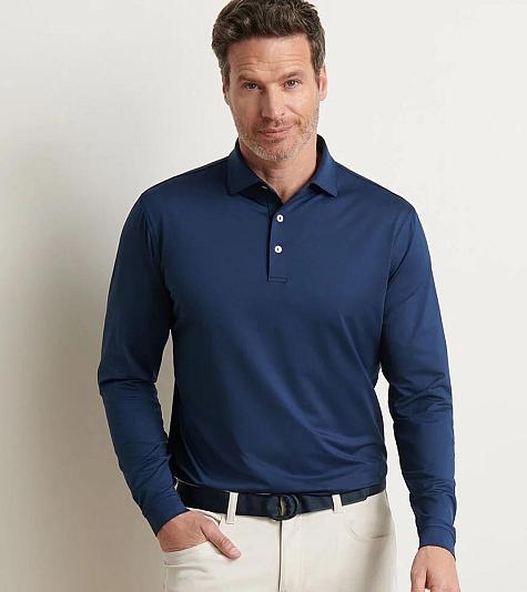Peter Millar Solid Stretch Jersey Long Sleeve Golf Shirts