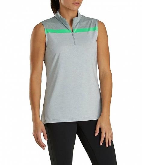 FootJoy Women's Lisle Zip Sleeveless Golf Shirts - FJ Tour Logo Available - Previous Season Style