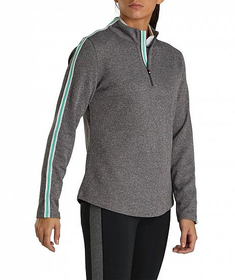 FootJoy Women's Double Layer Pique Sleeve Stripe Quarter-Zip Golf Pullovers - FJ Tour Logo Available - Previous Season Style