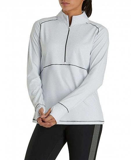 FootJoy Women's Tonal Dot Print Jersey Half-Zip Golf Pullovers - FJ Tour Logo Available - Previous Season Style