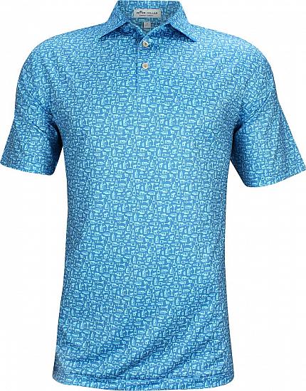 Peter Millar Oak Printed Bourbon Stretch Jersey Golf Shirts