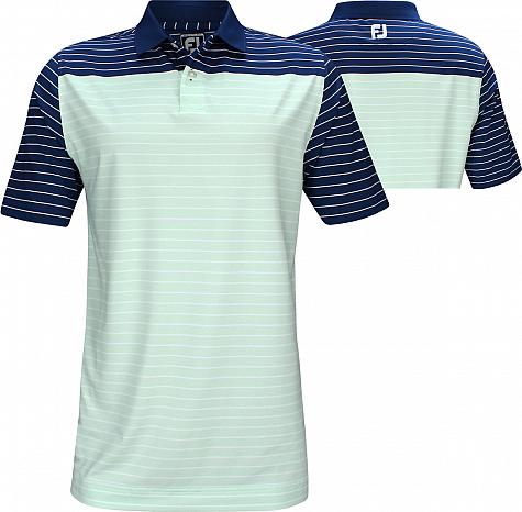 FootJoy ProDry Lisle Color Block Stripe Golf Shirts - Athletic Fit - FJ Tour Logo Available