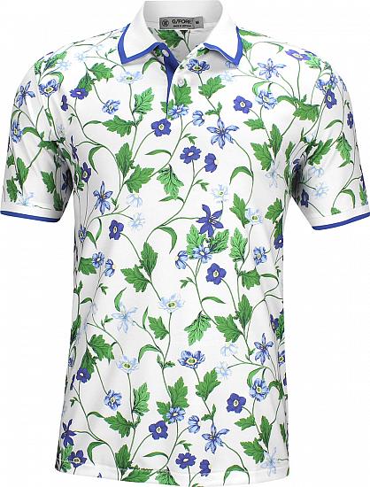G/Fore Blue Floral Golf Shirts - ON SALE
