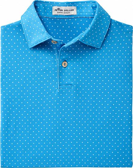Peter Millar Pine Printed Polka Dot Jersey Junior Golf Shirts