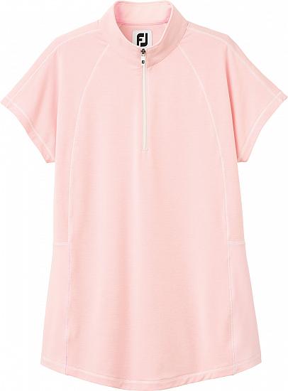 FootJoy Women's Peach Jersey Ministripe Zip Golf Shirts - FJ Tour Logo Available - Previous Season Style