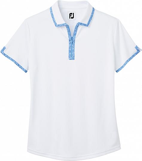 FootJoy Women's Micro Interlock Spot Print Trim Golf Shirts - FJ Tour Logo Available - Previous Season Style