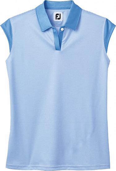 FootJoy Women's Micro Interlock Cap Sleeve Pinstripe Golf Shirts - FJ Tour Logo Available - Previous Season Style