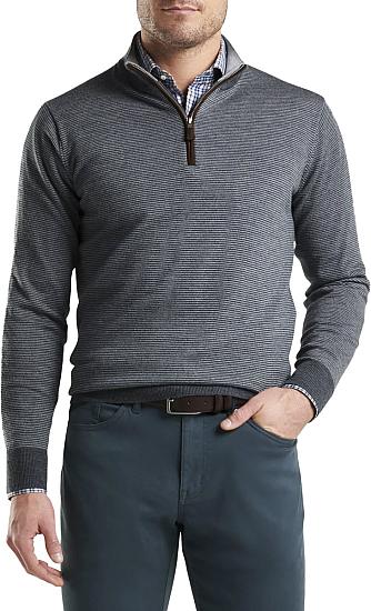 Peter Millar Needle-Stripe Quarter-Zip Golf Sweaters