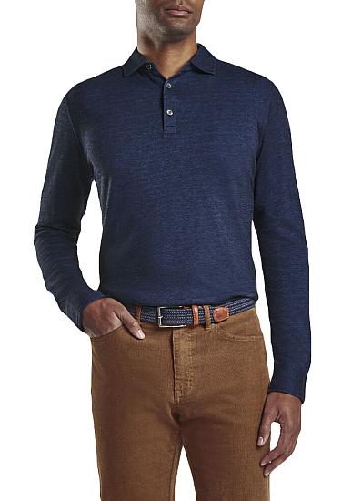 Peter Millar Crown Fleece Birdseye Long Sleeve Golf Shirts