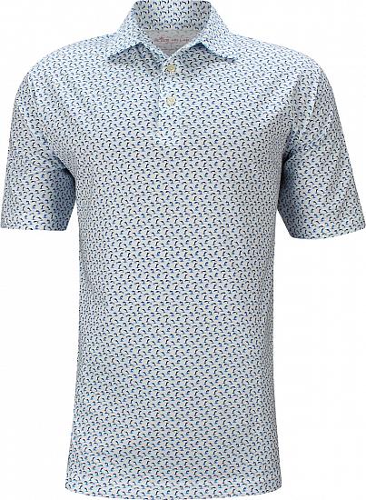 Peter Millar Leaping Marlins Aqua Cotton Golf Shirts