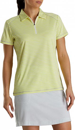 FootJoy Women's Heather Stripe Zip Placket Golf Shirts - FJ Tour Logo Available - Previous Season Style