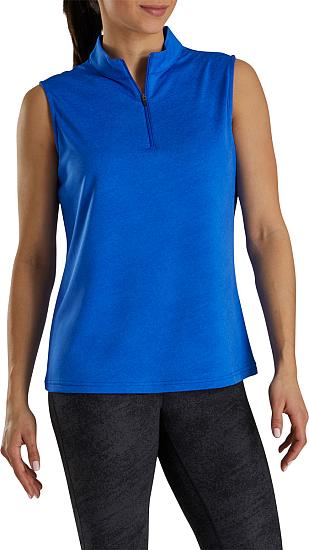FootJoy Women's Jacquard Zip Placket Sleeveless Golf Shirts - FJ Tour Logo Available
