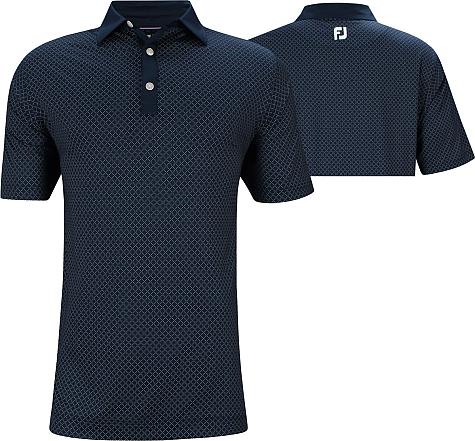 FootJoy ProDry Lisle Diamond Dot Print Golf Shirts - FJ Tour Logo Available