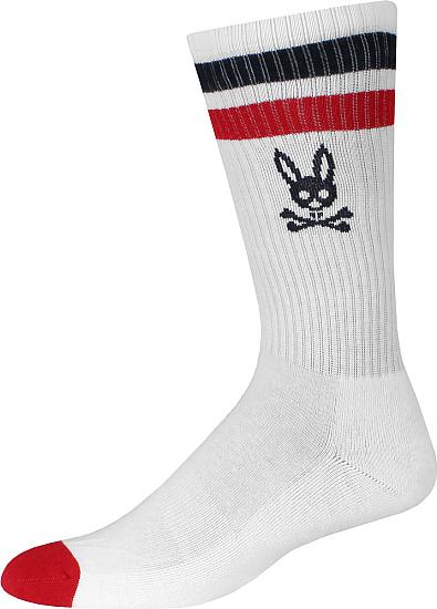 Psycho Bunny Bunny and Stripe Crew Golf Socks