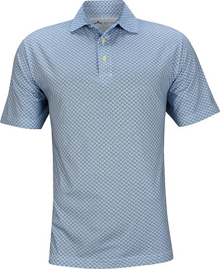 Peter Millar Tropical Geo Aqua Cotton Golf Shirts