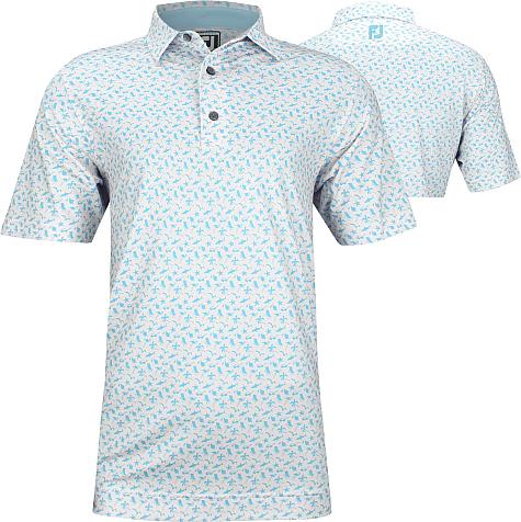 FootJoy ProDry Lisle Beach Print Golf Shirts - Athletic Fit - FJ Tour Logo Available