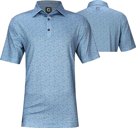 FootJoy ProDry Lisle Mini Floral Print Golf Shirts - FJ Tour Logo Available
