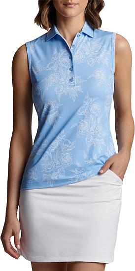 Peter Millar Women's Performance Sleeveless Golf Shirts - Cottage Blue Garden Floral