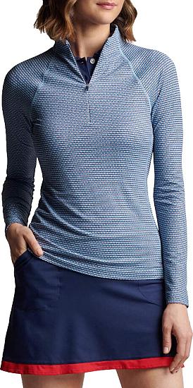 Peter Millar Women's Perth Raglan-Sleeve Quarter-Zip Golf Pullovers - Bakers Bubbles Navy - HOLIDAY SPECIAL